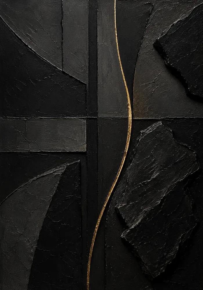 Golden Rift Abstract Black & Gold Wall Art Canvas Print