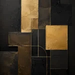 Gilded Geometry Blocks Black & Gold Wall Art Canvas Print