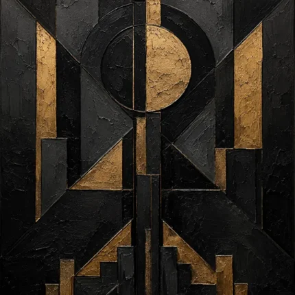 Art Deco Eclipse Black & Gold Wall Art Canvas Print