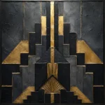Art Deco Sunburst Black & Gold Wall Art Canvas Print