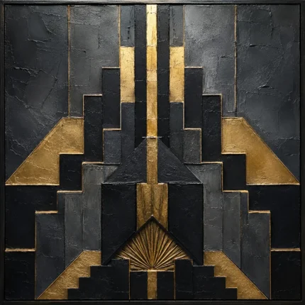 Art Deco Sunburst Black & Gold Wall Art Canvas Print