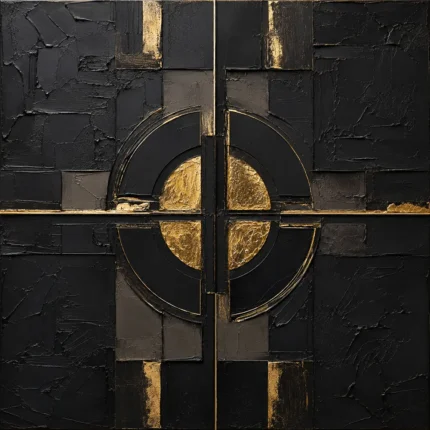 Gilded Orbit Black & Gold Wall Art Canvas Print