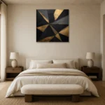Angular Prism Black & Gold Wall Art Canvas Print showcased in an elegant minimalist interior