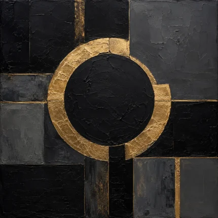 Golden Halo Geometry Black & Gold Wall Art Canvas Print