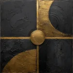 Gilded Axis Geometry Black & Gold Wall Art Canvas Print