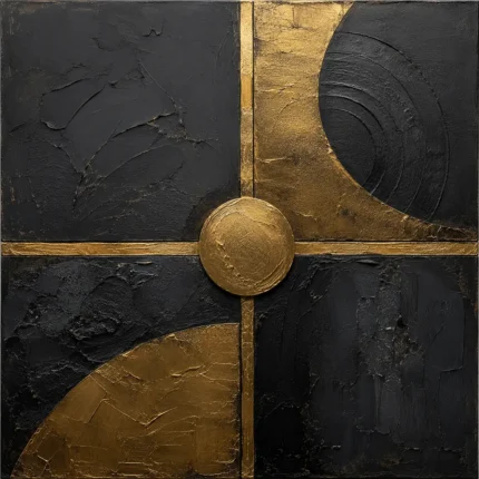 Gilded Axis Geometry Black & Gold Wall Art Canvas Print