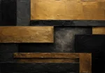 Gilded Linear Blocks Black & Gold Wall Art Canvas Print