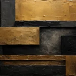 Gilded Linear Blocks Black & Gold Wall Art Canvas Print
