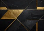Diagonal Gilded Planes Black & Gold Wall Art Canvas Print