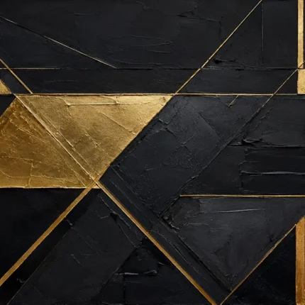 Diagonal Gilded Planes Black & Gold Wall Art Canvas Print