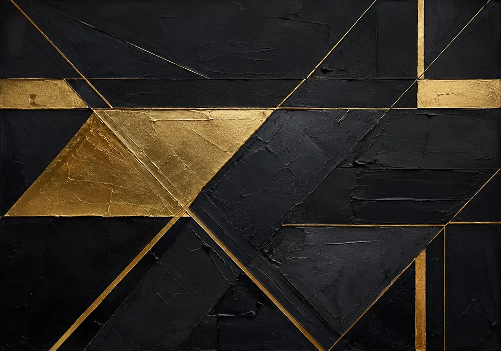 Diagonal Gilded Planes Black & Gold Wall Art Canvas Print