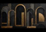 Gilded Archways Black & Gold Wall Art Canvas Print