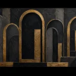 Gilded Archways Black & Gold Wall Art Canvas Print