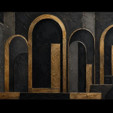 Gilded Archways Black & Gold Wall Art Canvas Print