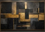 Gilded Mosaic Blocks Black & Gold Wall Art Canvas Print