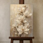 Ivory Magnolia Magnolia Wall Art Canvas Print displayed on a studio easel