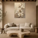 Ivory Magnolia Magnolia Wall Art Canvas Print presented in a sophisticated home setting