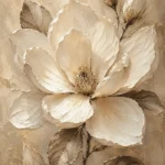 Golden Ivory Blossom Magnolia Wall Art Canvas Print