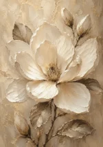 Golden Ivory Blossom Magnolia Wall Art Canvas Print