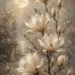 Moonlit Magnolia Garden Magnolia Wall Art Canvas Print