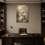 Moonlit Magnolia Garden Magnolia Wall Art Canvas Print displayed in a contemporary gallery-inspired room
