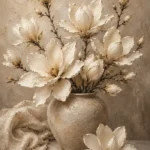 Vase of Ivory Magnolias Magnolia Wall Art Canvas Print