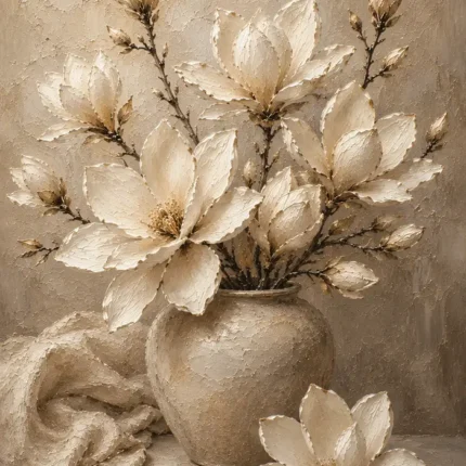 Vase of Ivory Magnolias Magnolia Wall Art Canvas Print