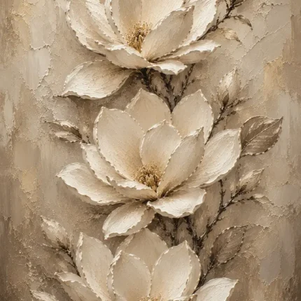 Three Ivory Blossoms Magnolia Wall Art Canvas Print