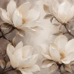 Four Ivory Blossoms Magnolia Wall Art Canvas Print