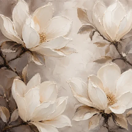 Four Ivory Blossoms Magnolia Wall Art Canvas Print