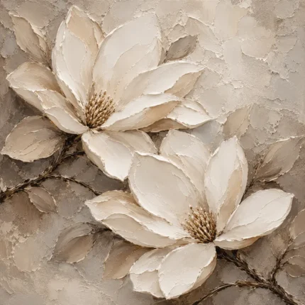 Twin Ivory Blooms Magnolia Wall Art Canvas Print