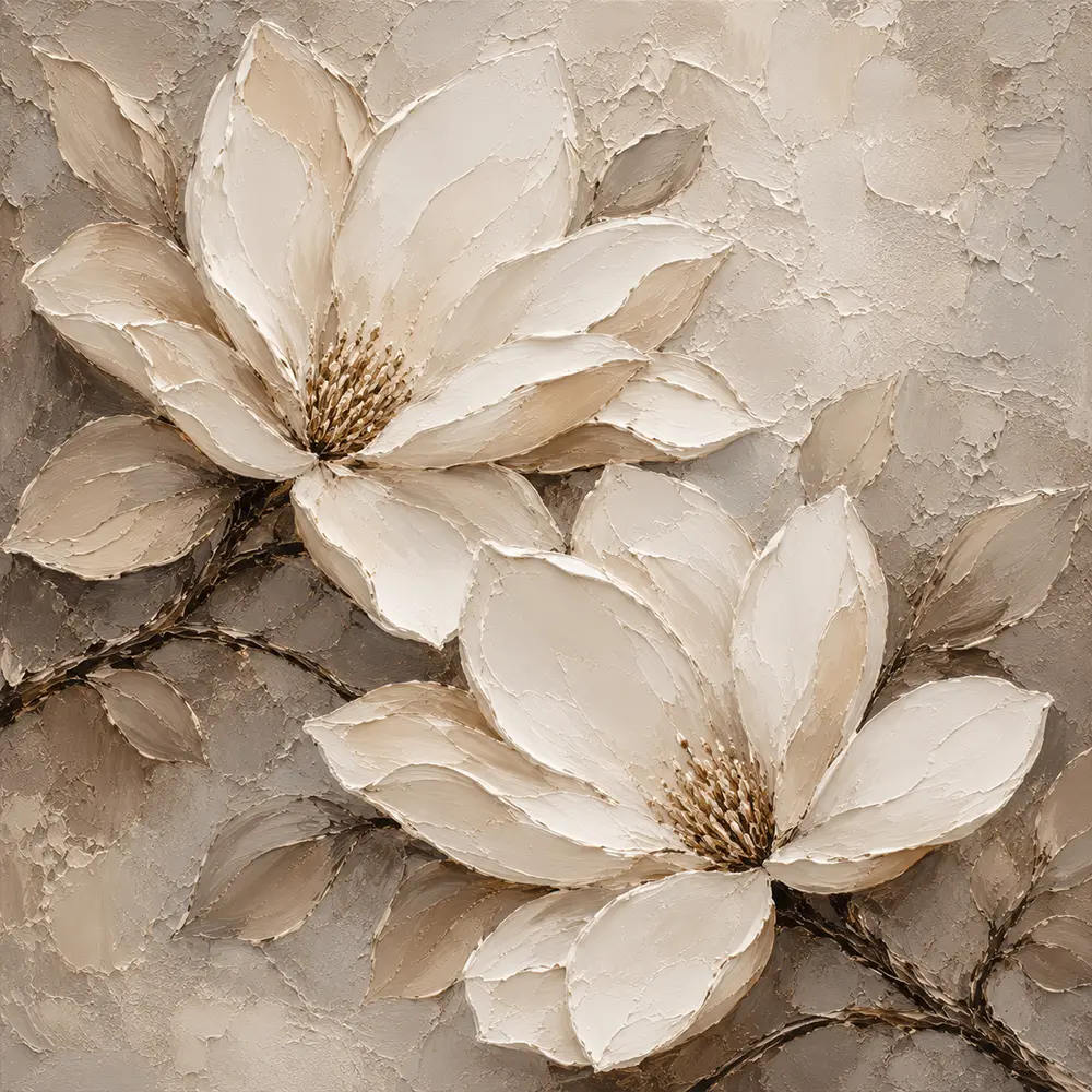 Twin Ivory Blooms Magnolia Wall Art Canvas Print