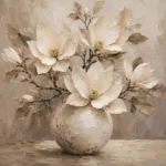 Ivory Magnolia Vase Magnolia Wall Art Canvas Print
