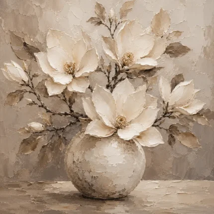 Ivory Magnolia Vase Magnolia Wall Art Canvas Print