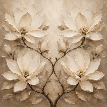 Symmetrical Ivory Magnolias Magnolia Wall Art Canvas Print