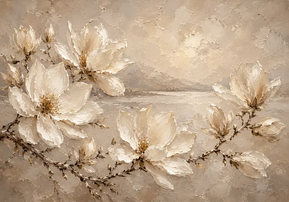 Coastal Magnolia Branch Magnolia Wall Art Canvas Print
