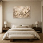 Branching Ivory Magnolias Magnolia Wall Art Canvas Print showcased in an elegant minimalist interior
