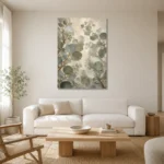 Soft Sage Eucalyptus Wall Art Canvas Print styled in a refined neutral interior