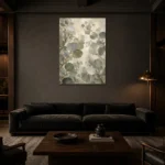 Soft Sage Eucalyptus Wall Art Canvas Print shown in a warm modern interior