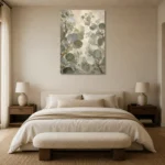 Soft Sage Eucalyptus Wall Art Canvas Print showcased in an elegant minimalist interior