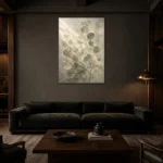 Sunlit Sage Eucalyptus Wall Art Canvas Print shown in a warm modern interior