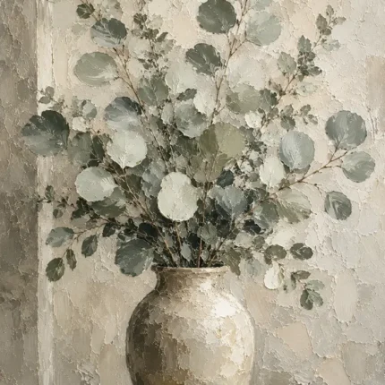 Ceramic Vase Eucalyptus Wall Art Canvas Print