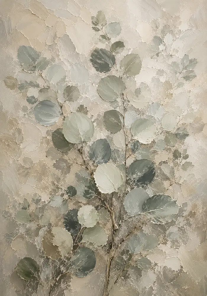 Ivory Sage Eucalyptus Wall Art Canvas Print