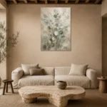Ivory Sage Eucalyptus Wall Art Canvas Print presented in a sophisticated home setting
