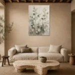 Tall Stem Eucalyptus Wall Art Canvas Print presented in a sophisticated home setting