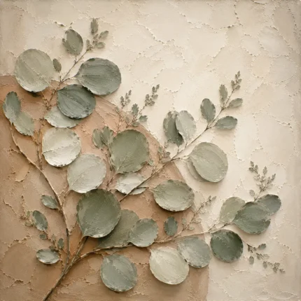 Warm Plaster Eucalyptus Wall Art Canvas Print