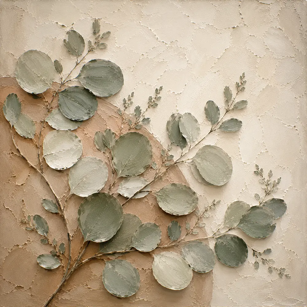 Warm Plaster Eucalyptus Wall Art Canvas Print