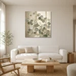 Layered Branch Eucalyptus Wall Art Canvas Print styled in a refined neutral interior