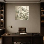 Layered Branch Eucalyptus Wall Art Canvas Print displayed in a contemporary gallery-inspired room