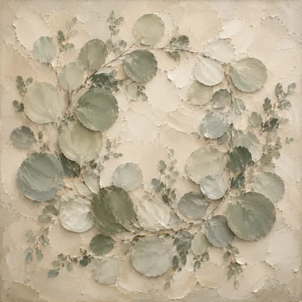 Circular Branch Eucalyptus Wall Art Canvas Print